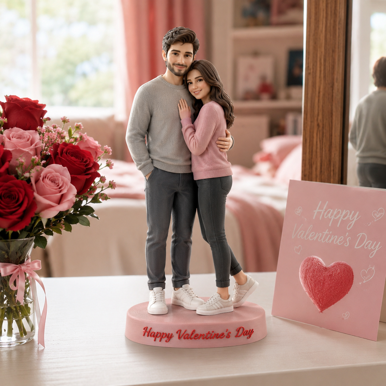 Custom 3D Printed Couple Figurine - Personalized Anniversary Gift for Two