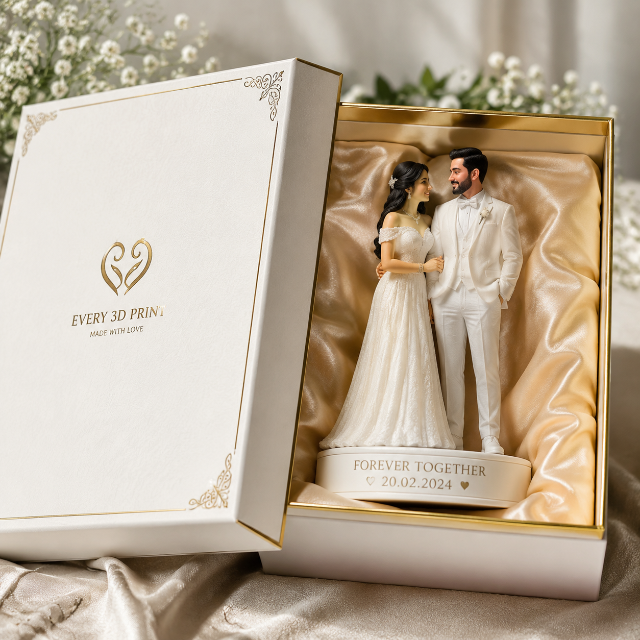Custom 3D Printed Couple Figurine - Personalized Anniversary Gift for Two