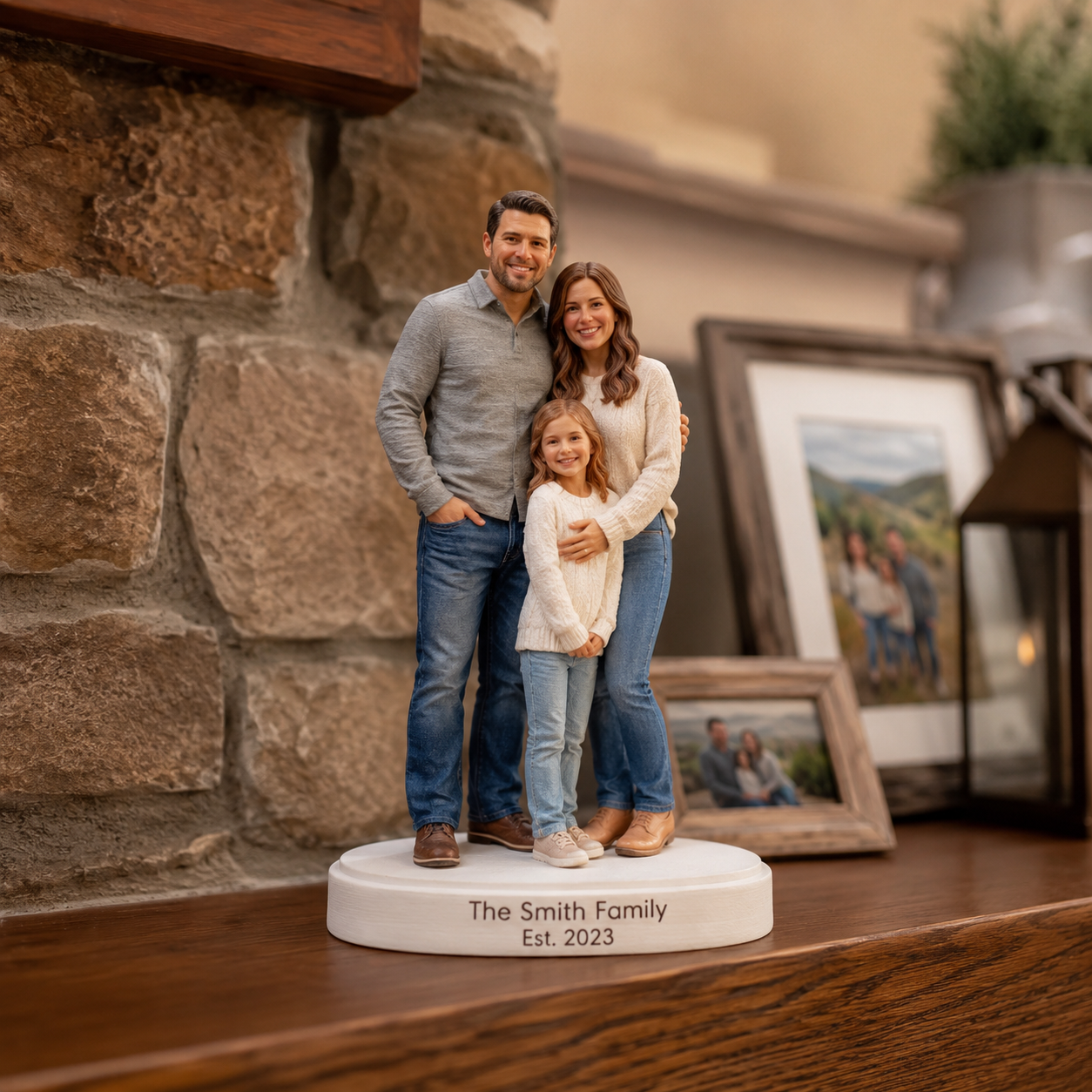Custom 3D Printed Family Figurine - Personalized 3-4 People Keepsake