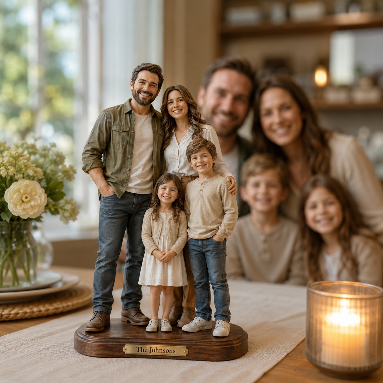 Custom 3D Printed Large Family Figurine - Personalized 5+ People Family Heirloom