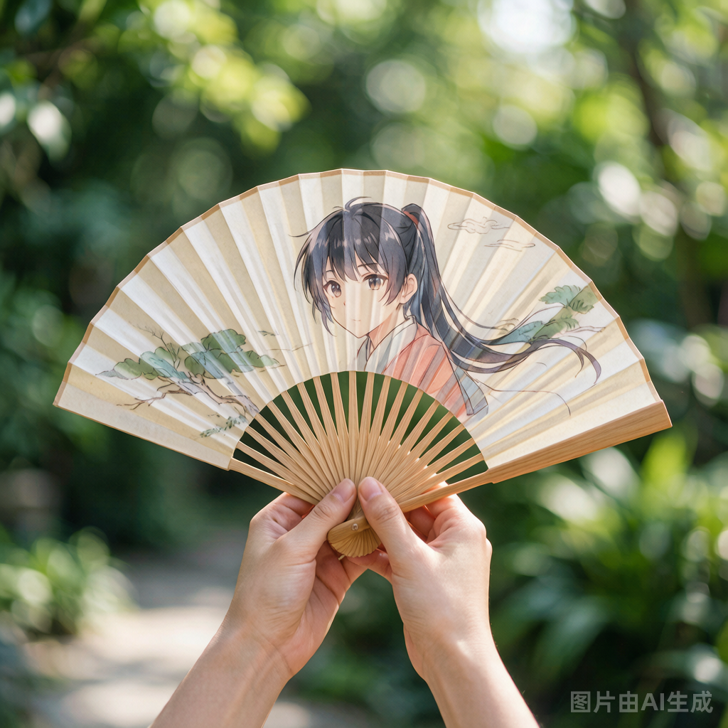 Custom Bamboo Folding Fan - Upload Any Design | Cosplay & Summer Gift