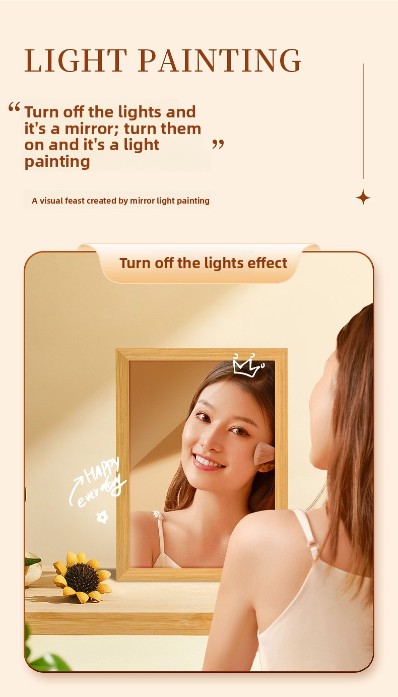 Custom Photo Light Frame - Mirror by Day, Glowing Art by Night