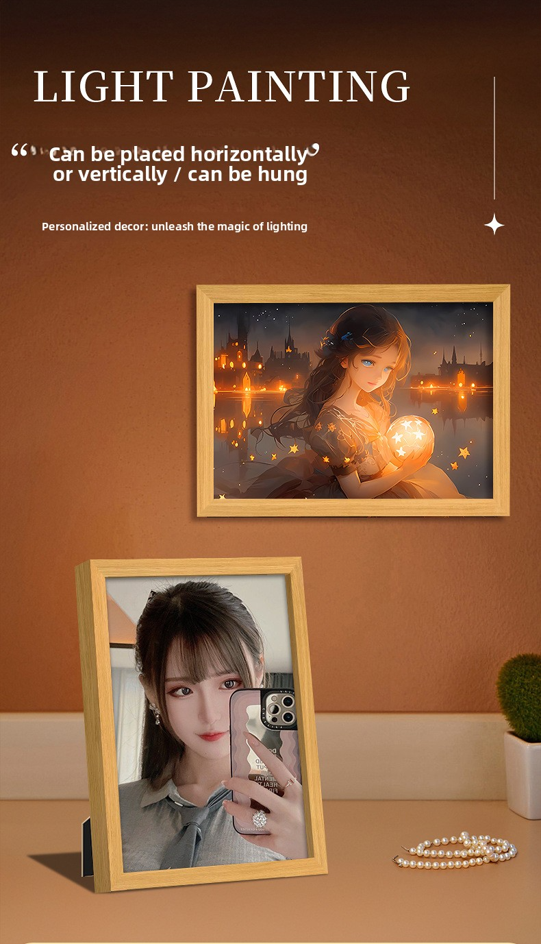 Custom Photo Light Frame - Mirror by Day, Glowing Art by Night