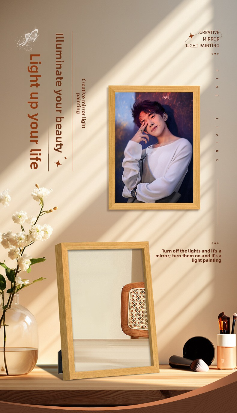 Custom Photo Light Frame - Mirror by Day, Glowing Art by Night