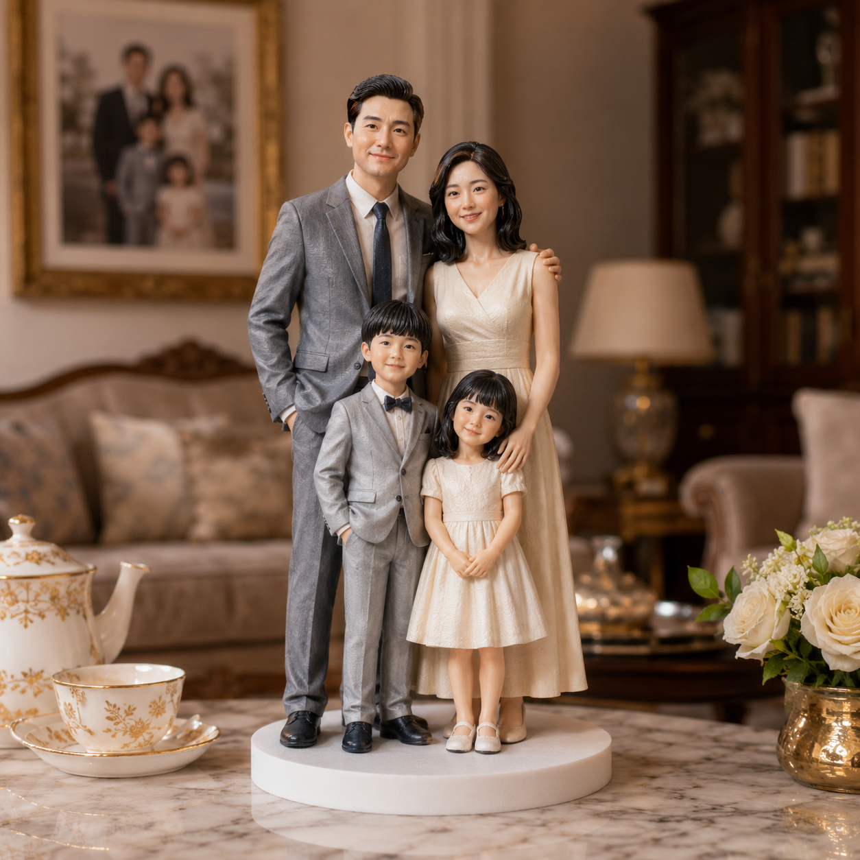 Custom 3D Printed Large Family Figurine - Personalized 5+ People Family Heirloom