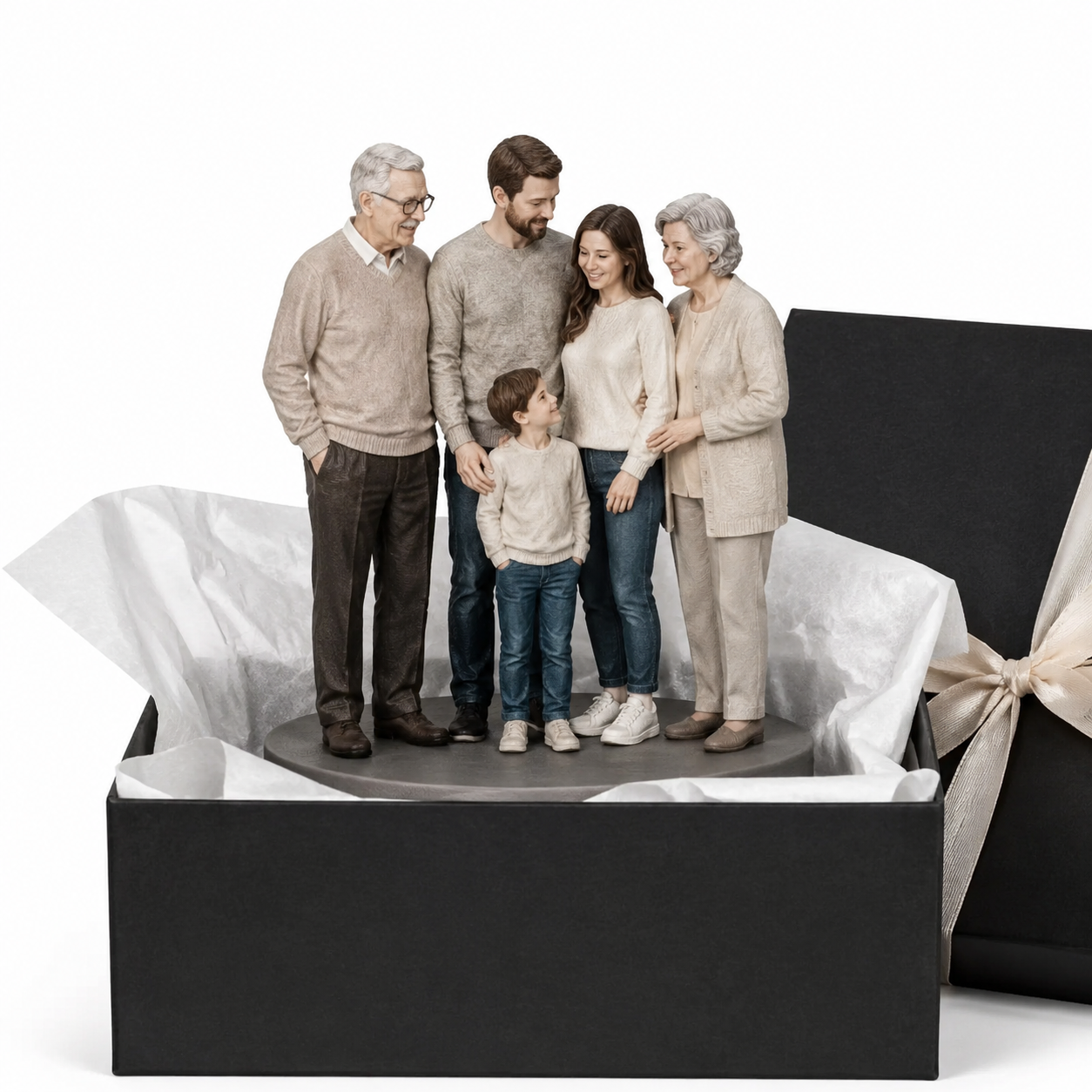 Custom 3D Printed Large Family Figurine - Personalized 5+ People Family Heirloom